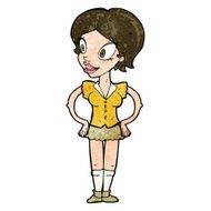 cartoon happy woman in short skirt N8