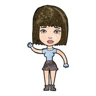 cartoon waving woman N112