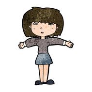 cartoon woman shrugging shoulders N397