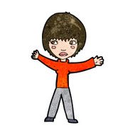 cartoon waving woman N114