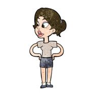 cartoon woman with hands on hips N178