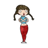 cartoon offended woman covering herself N7
