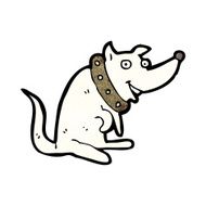 cartoon happy dog in big collar N8