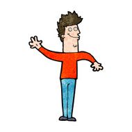 cartoon happy waving man N9
