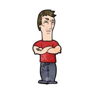 cartoon annoyed man with folded arms N16