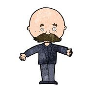 cartoon bald man with open arms N8