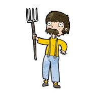 Cartoon Farmer With Pitchfork N10