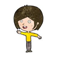 cartoon happy girl waving N8
