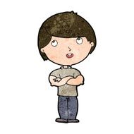cartoon happy man with folded arm N8