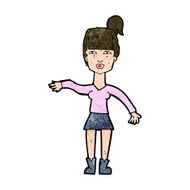 cartoon woman making dismissive gesture N16