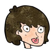 cartoon happy female face N151