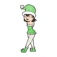 cartoon woman in christmas elf costume N8