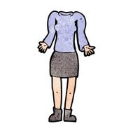 cartoon female body with shrugging shoulders (mix and match cart N8