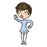 cartoon pretty woman waving N72