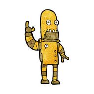 cartoon waving gold robot N2