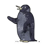 cartoon penguin waving N5