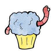 cartoon worm in cupcake N9