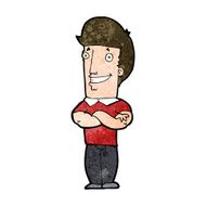 cartoon man with folded arms grinning N9