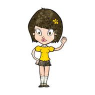 cartoon pretty girl waving N24