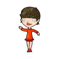 cartoon waving woman N116