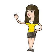 cartoon pretty woman waving N73