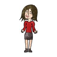 cartoon woman shrugging shoulders N403