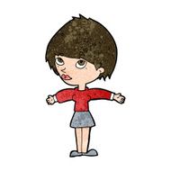 cartoon woman with open arms N79