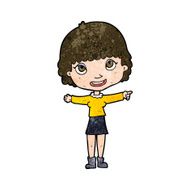 cartoon happy woman pointing N56