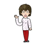 cartoon shocked woman waving hand N9