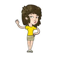 cartoon pretty woman waving N74