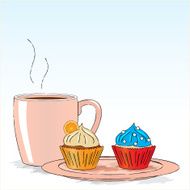 Afternoon snack with cupcakes