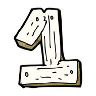 cartoon wooden number one N5