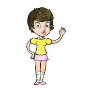 cartoon pretty girl waving N25