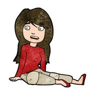 cartoon girl sitting on floor N8