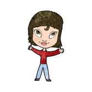 cartoon happy woman waving arms N9