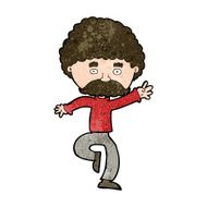 cartoon mustache man disco dancing N8