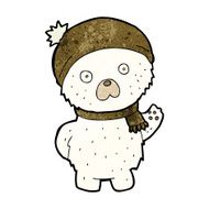 cartoon cute polar bear in winter hat and scarf N3