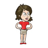 cartoon woman with hands on hips N179