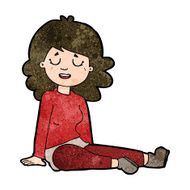 cartoon happy woman sitting on floor N18