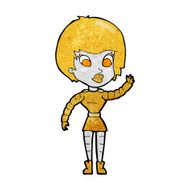 cartoon robot woman waving N16