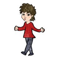 cartoon woman shrugging shoulders N409