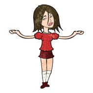 cartoon woman shrugging shoulders N411