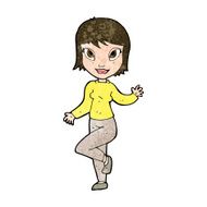 cartoon pretty woman waving N75