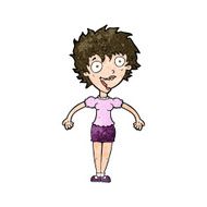 cartoon excited woman N117