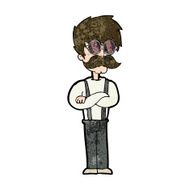 cartoon hipster man with mustache and spectacles N9