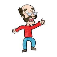 cartoon frightened old man N32
