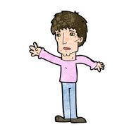 cartoon worried man reaching out N15