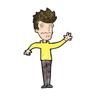 cartoon worried man reaching out N16