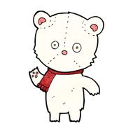 cartoon waving polar bear N30