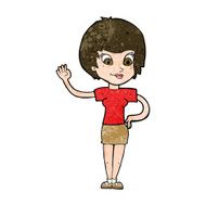 Cartoon Woman Waving N283